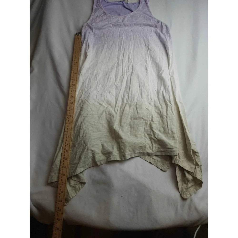 Entro Womens Dip Dye Ombre Handkerchief Hem Tank Top Purple White Green Small